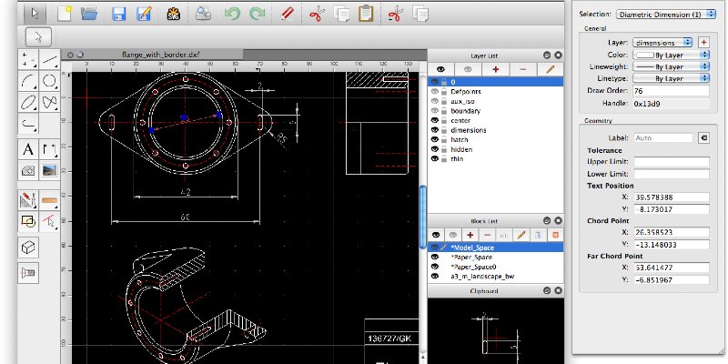 QCAD software screenshot of the platform