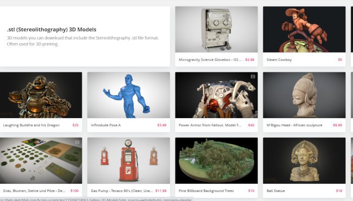 sketchfab 3d printer files STL